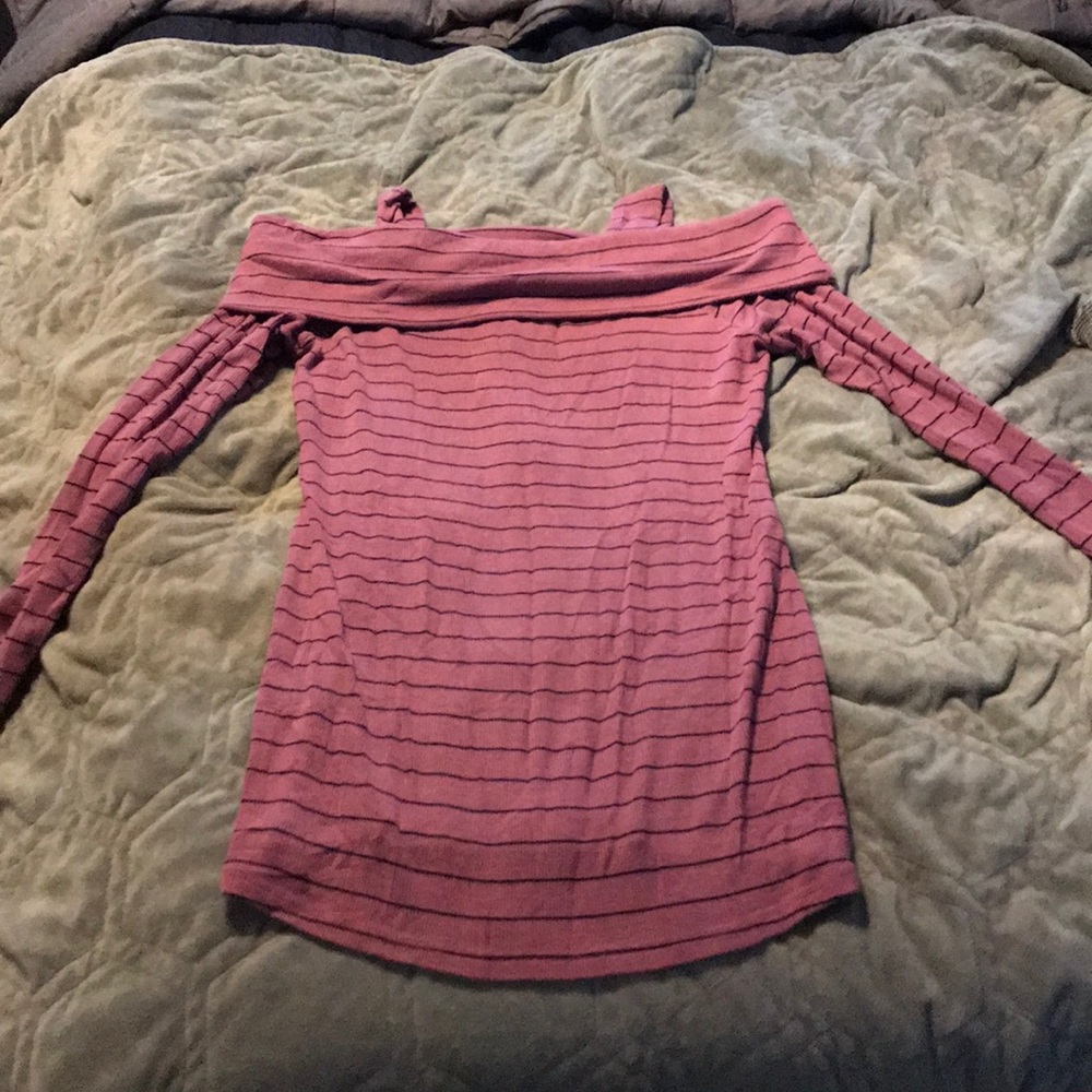 Pink off shoulder maternity top